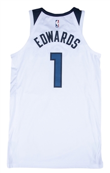 2021 Anthony Edwards Rookie Season Game Used & Photo Matched Minnesota Timberwolves #1 Jersey Used on 1/18/21 - 12 Point Game! (MeiGray)